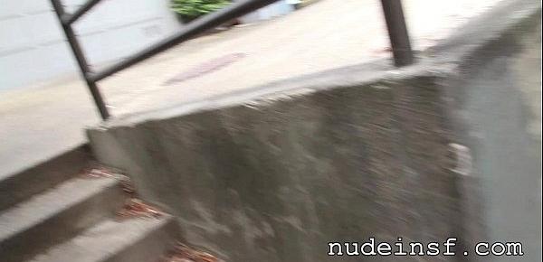  Nude in San Francisco  Hot Asian Girl Walks Naked Up Public Stairs